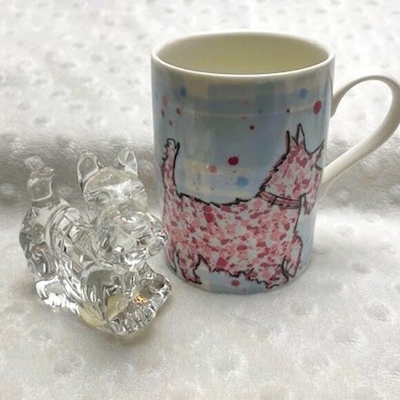 "Scottie" Lover's Pair-Scott Inness 12oz Mug, Princess House Crystal Scottie - Picture 1 of 7